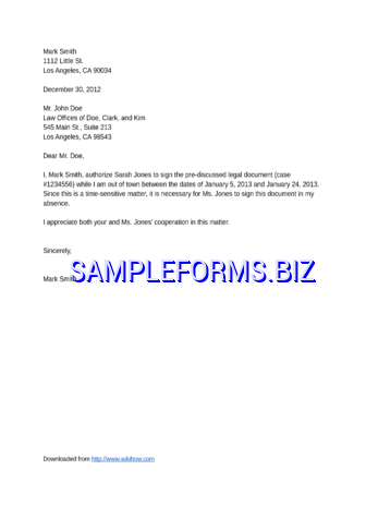 Sample Legal Authorization Letter docx pdf free